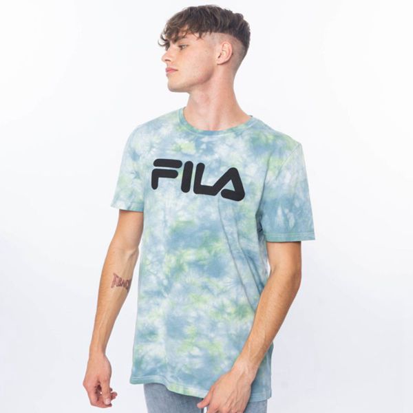 Camisetas Manga Corta Fila Hombre Verde Menta / Gris - Mono Deckle Tie Dye - España 849153KQI